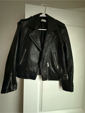 Topshop Black Leather Biker Jacket